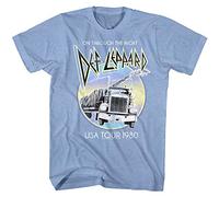 Def Leppard English Rock Band On Through The Night USA Tour 1980 Adult Short Sleeve T-Shirt Graphic Tee, Blue, Large