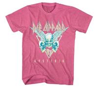 Def Leppard Hysteria '87 Three Skulls Adult Pink Heather Short Sleeve T Shirt 80s Rock Music Graphic Tees, Retro Pink Heather, S
