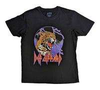 Def Leppard Men's Lightning Leopard Cotton T-Shirt in Black | Size: Small Def Leppard Black S