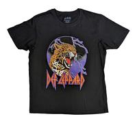 Def Leppard Men's Lightning Leopard Cotton T-Shirt in Black | Size: XL Def Leppard Black XL