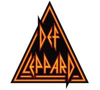 Def Leppard Rectangular Logo Cutout Patch, 100mm x 50mm, Polyester, Self Adhesive, Red, Yellow, Black, Official Merchandise