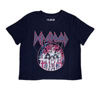 Def Leppard Women's Pyromania World Tour 1983 Crop Top in Navy | Size: Large Def Leppard Navy L