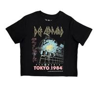 Def Leppard Women's Tokyo Crop Top T-Shirt in Black | Size: 2XL Def Leppard Black 2XL