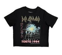 Def Leppard Women's Tokyo Crop Top T-Shirt in Black | Size: Medium Def Leppard Black M