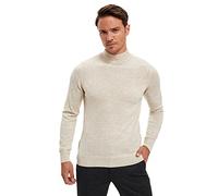 DeFacto Men's Knitted Pullover Long Sleeve Crew Neck Sweater - Slim Fit Jumper for Men's Tops (Light Beige Melange, S), Lt.Beige Melange, S