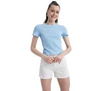 DeFacto Women's N7312AZ T-Shirt, Blue, L