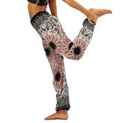 Defal Womens Bohemian Yoga Pants Hippy Harem Smocked Waist Trousers Flowy Beach Pants (ONE Size, Y-Cameo Brown)
