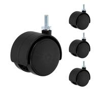 DEFANEX 4Pcs 2" Swivel Stem Caster Wheels, M6x15mm Threaded PP Furniture Casters - Screw Rod Installation, for Chairs Sofas Cabinets Shelves Carts, Fast Mounting, Black