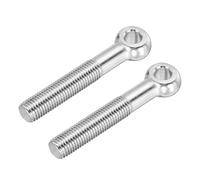 Defanex M16 x 100mm Shoulder Swing Lifting Eye Bolt, 2 Pcs 304 Stainless Steel Full Thread Machinery Fisheye Eye Hole Rigging Bolt for Home Renovation Pipeline Gate Valves, Silver
