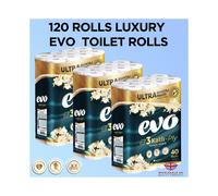 (Default) 120x Luxury Evo Toilet Rolls 3ply, Ultra Advantage Pack, Degradable and Recyclable Wipes Set Pack Disposable