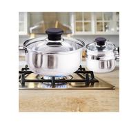(Default) 6 Pcs Stainless Steel Saucepan Essential Cookware Set with Glass Lids & Sturdy Handles Pot Prima Kitchen Cook Home Chef Cooking Sauce Pan Ho