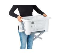 (Default) GEEZY Folding Laundry Basket with Foldable Legs - Lightweight Ventilated Laundry Bin, Large Capacity Plastic Washing Basket