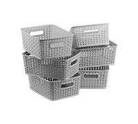 (Default) GEEZY Plastic Storage Baskets for Home Organisation Kitchen Cupboard Storage Bathroom Office School Cabinet Shelf Toiletries Cleaning Suppli