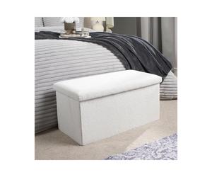 (Default) OHS Ottoman Boucle Storage Box Folding Footstool Space Saving