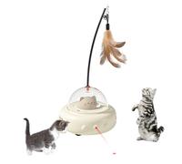 Defaun Interactive Cat Toy with Laser Pointer & Feather, ABS Durable & Auto-Dodge Design,USB Rechargeable Automatic Electronic Cat Toys,The for Indoor Cats, Kittens & Adult Cats (Cream)