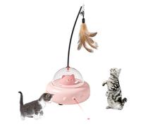Defaun Interactive Cat Toy with Laser Pointer & Feather, ABS Durable & Auto-Dodge Design,USB Rechargeable Automatic Electronic Cat Toys,The for Indoor Cats, Kittens & Adult Cats (pink)