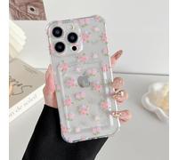 DEFBSC Case for iPhone 13 Pro, Transparent Back Card Holder Case, Floral Flower Pattern Print Design for Women Girl Soft Clear TPU Shockproof Protective Phone Case - Small Flower