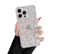 DEFBSC Compatible with iPhone 14 Pro Max, Transparent Back Card Holder Phone Case, Ultra Slim Soft TPU Shockproof Clear Case with Card Slot for Back of Phone, Floral Pattern Design, Small Flower