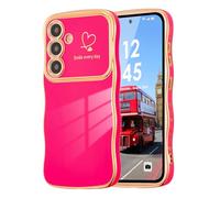 DEFBSC for Samsung Galaxy A16 4G/5G Case Cute Wavy Plating,Rose Red | Curly Wave Shape Frame Cute Love Heart Cover for Girls Women, Full Camera Lens Protection Soft Durable TPU Shockproof Case