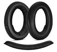 Defean Replacement Ear Pads and Headband Compatible with Sennheiser PC350 HD380 Pro Headphones Earpads/Cushion/Bumper/Cover/Cups/Foam (Protein Leather Ear Pads+Headband)