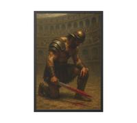 Defeated Gladiator in Colosseum - Roman Warrior Framed Print | Dramatic Historical Art | Ancient Rome Decor (32"x48")
