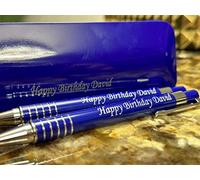 Defence Line 2 x Personalised Deep Engraved Custom Aluminium Limited Edition Dublin writing Set Pen + Mechanical Pencil + Steel Gift Box | Design A Truly Unique Present | Laser Engraved - Blue