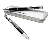 Defence Line 2 x Personalised Deep Engraved Custom Aluminium Limited Edition Dublin writing Set + Steel Gift Box | Design A Truly Unique Present | Laser Engraved - BLACK