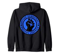 Defend Democracy Against Fascism - Black and Blue Zip Hoodie