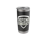 Defend Democracy Shield Bold Minimalist Design Stainless Steel Insulated Tumbler