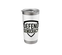 Defend Democracy Shield Bold Minimalist Design Stainless Steel Insulated Tumbler