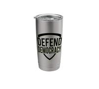 Defend Democracy Shield Bold Minimalist Design Stainless Steel Insulated Tumbler