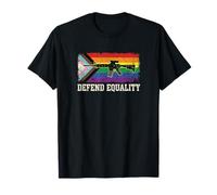 Defend Equality LGBTQ Progress Pride Rifle Grunge T-Shirt