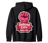 Defend Life Pro-life Womens Raised Fist Unborn Pro Life Zip Hoodie