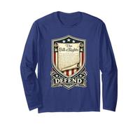 Defend The Bill of Rights Patriotic Shield Protest Long Sleeve T-Shirt