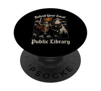 Defend Your Local Library Knight Crusader Cat UFO Artwork PopSockets Adhesive PopGrip