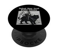 Defend Your Local Public Library Cat Knight PopSockets Adhesive PopGrip