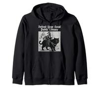 Defend Your Local Public Library Cat Knight Zip Hoodie