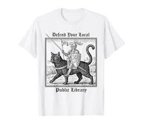 Defend Your Local Public Library Funny Knight Black Cat T-Shirt