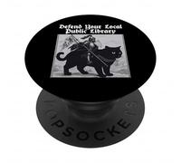 Defend Your Local Public Library Knight Cat PopSockets Adhesive PopGrip