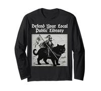 Defend Your Local Public Library Knight Funny Cat Long Sleeve T-Shirt