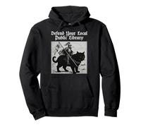 Defend Your Local Public Library Knight Funny Cat Pullover Hoodie