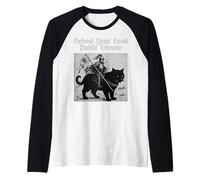 Defend Your Local Public Library Knight Funny Cat Raglan Baseball Tee