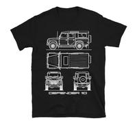 Defender 110 Classic Off Road 4x4 Blueprint T Shirt Bold Statement Performance Gift Idea Wear Navy