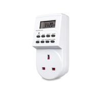 Defender Digital Timer Plug Socket - 24 Hour Programmable Timer Switch with LCD Display - 10 ON/OFF Settings & Random Mode for Indoor Lights and Home Appliances (240V, 13A, 3120W)