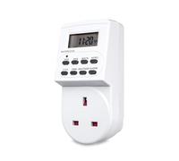Defender Digital Timer Plug Socket - 24 Hour Programmable Timer Switch with LCD Display - 10 ON/OFF Settings & Random Mode for Indoor Lights and Home Appliances (240V, 13A, 3120W)