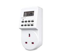 Defender Digital Timer Plug Socket - 24 Hour Programmable Timer Switch with LCD Display - 10 ON/OFF Settings & Random Mode for Indoor Lights and Home