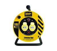 Defender E86450 Light Industrial Cable Reel 25 Metres-16A 2 Way 2.5mm 110V(3-pin rounded plug), Yellow/Black