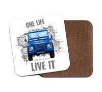 Defender Farmers Blue Truck Coaster - Rugged Off-Road 90 110 130 British Hybrid V8 4X4 Urban Rural Classic Automotive Evolution Suv Adventure Gift Present (White)