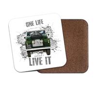 Defender Farmers Green Truck Coaster - Rugged Off-Road 90 110 130 British Hybrid V8 4X4 Urban Rural Classic Automotive Evolution Suv Adventure Gift Present (White)