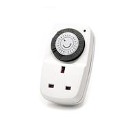 Defender Mini 24 Hour Programmable Segment Timer Switch - Energy Saving Indoor UK Plug - Timer Socket for Lights, Lamps, Christmas Trees and Home Appliances
